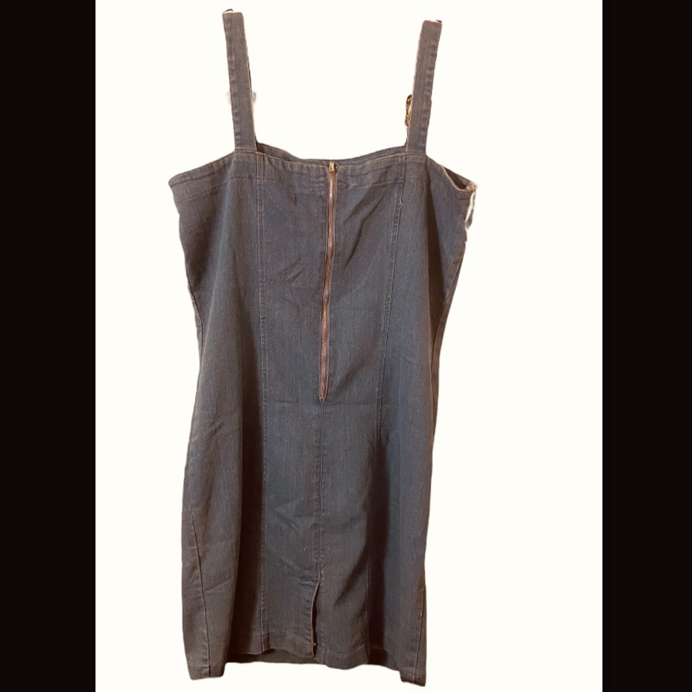 Love By Chesley Women’s Medium Cotton Denim Cowgirl Buckle Shoulder Straps Dress - Picture 2 of 8